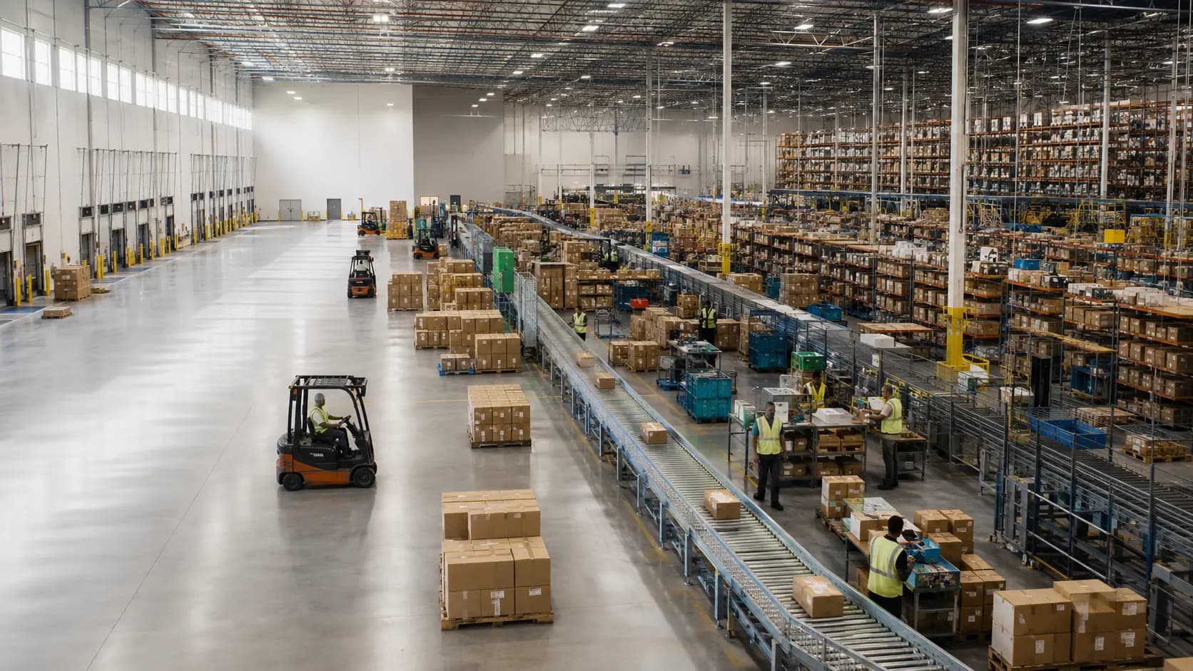 A warehouse coordinating fulfilment activity